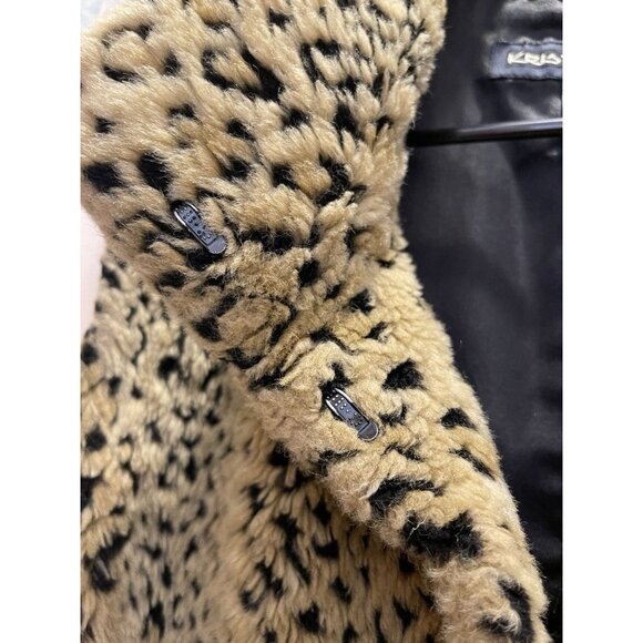 Kristen Blake Faux Fur Leopard Vest Womens Lg Animal Print Turtle Neck Winter - Picture 8 of 13